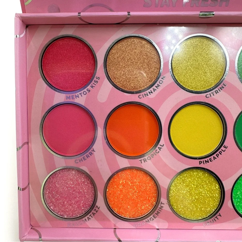 Rude Cosmetics Mentos Mixed Fruit Neon Eyeshadow Palette  Rainbow Shimmer Gift